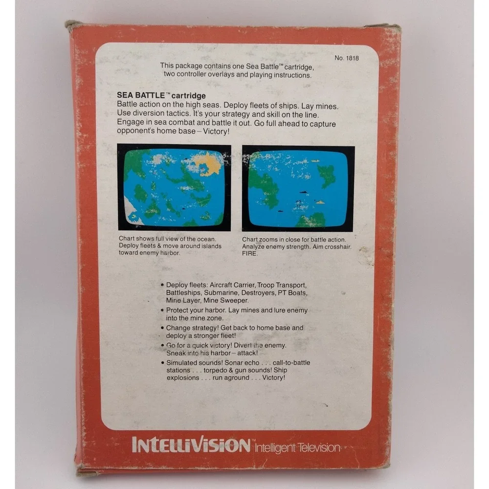 Sea Battle & Snafu (Mattel Intellivision, 1980) w/Manual,‎ Overlays